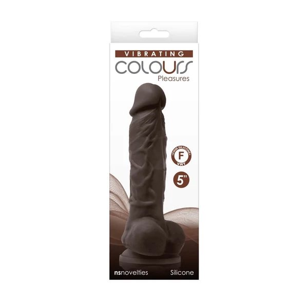 Tapadótalpas vibrátor Colours  vibrating 5" dildo - dark brown