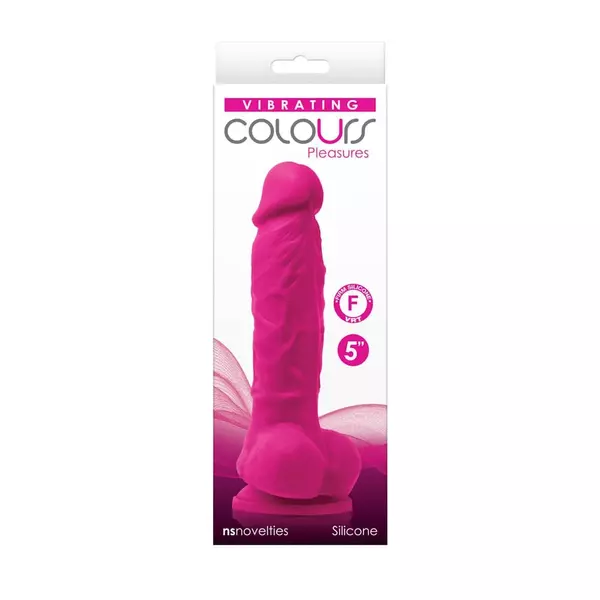 Tapadótalpas vibrátor Colours vibrating 5" dildo - pink