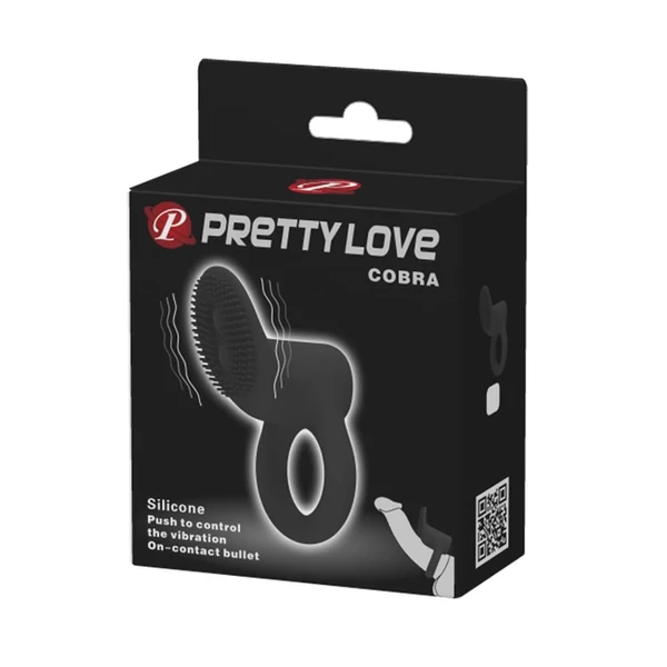 Vibrációs csiklóizgató péniszgyűrű Pretty Love Cobra black