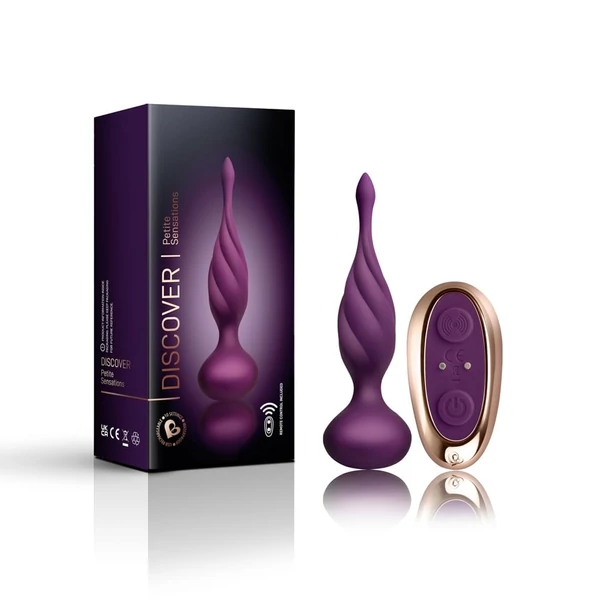 Távirányítós vibrátoros fenékdugó Discover - purple