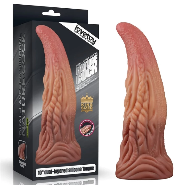 Nagy nonfiguratív nyelv dildó 10 dual layered platinum silicone tongue 25 cm