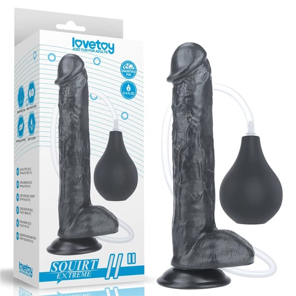Ejakuláló fekete herés dildó 27,5 cm - 11'' Squirting Dildo