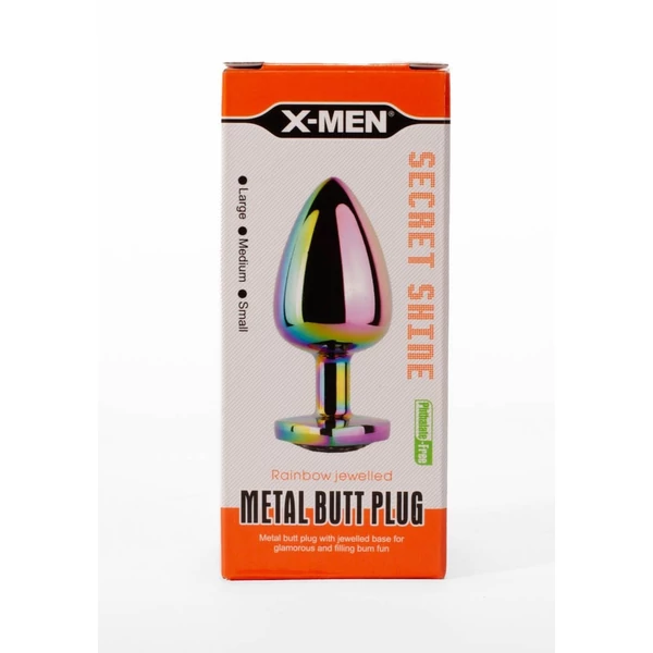 X-men köves fém análplug nagy - secret shine metal butt plug rainbowheart l