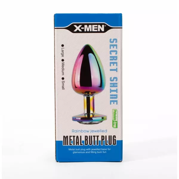 X-men köves fém análplug nagy - secret shine metal butt plug rainbow L