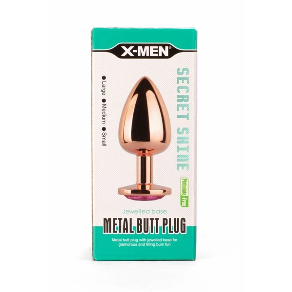 X-men fém análdugó nagy - secret shade metal butt plug rose l