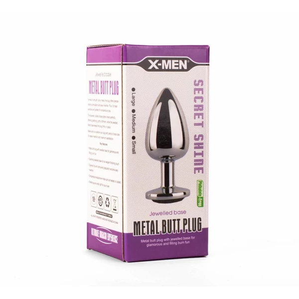 X-men fém análdugó nagy - secret shade metal butt plug black l