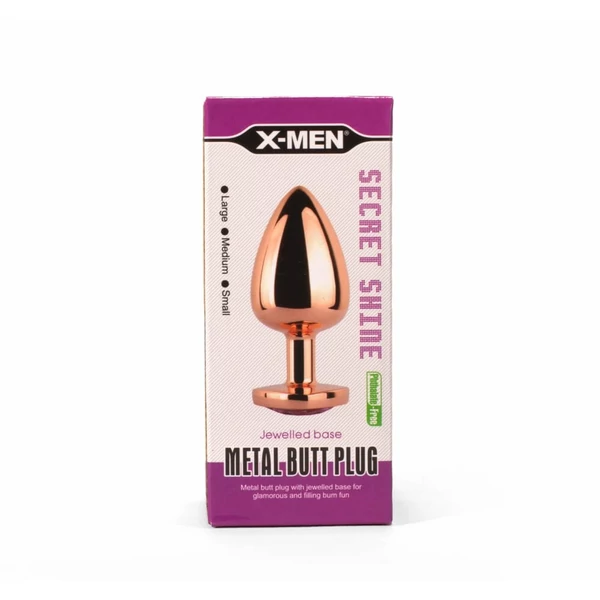 Fém anál plug közepes - X Men secret shine metal butt plug rose gold heart m
