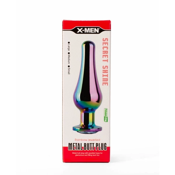 X-men fém análplug kicsi - secret shine metal butt plug rainbow s