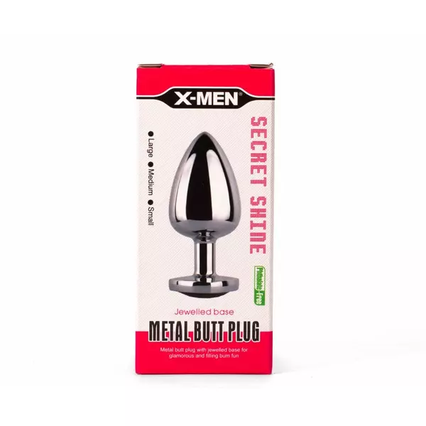 Köves fém análplug kicsi - X-men secret shine metal butt plug red s