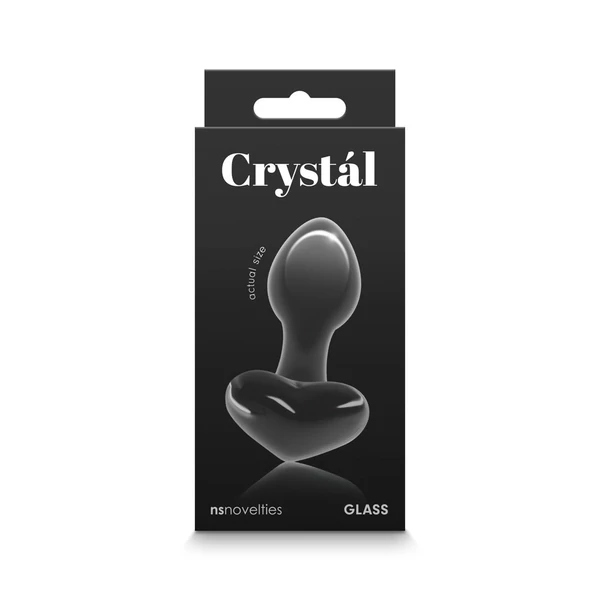Üvegdugó szíves talppal Crystal heart - fekete