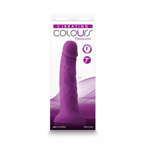 Valósághű eres vibráló dildó Colours pleasures 7 vibrating - lila 18 cm