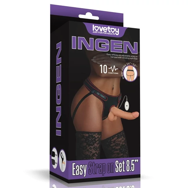 Felcsatolható vibrációs világos dildó hámmal 21,5 cm - Vibrating easy strapon set 8.5