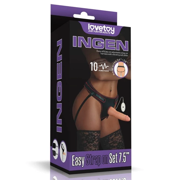 Felcsatolható vibrációs világos dildó hámmal 19 cm - Vibrating easy strapon set 7.5