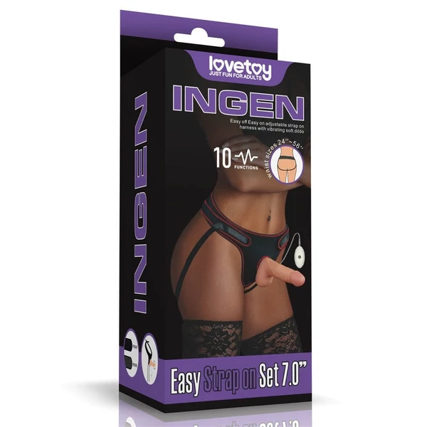Felcsatolható herés világos dildó hámmal 18 cm - Vibrating Easy Strapon Set 7.0
