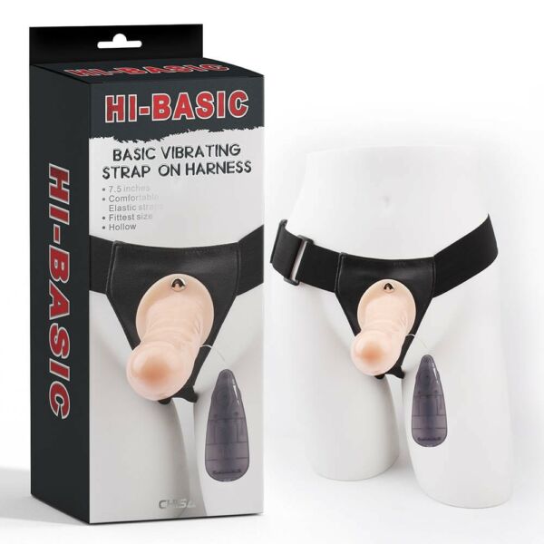 Üreges pénisszel felcsatolható vibrátor Basic vibrating strap-on harness-flesh