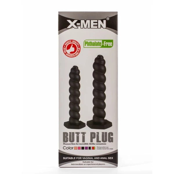 Anális dildó csavart fekete butt plug silicone m X-men 9.45