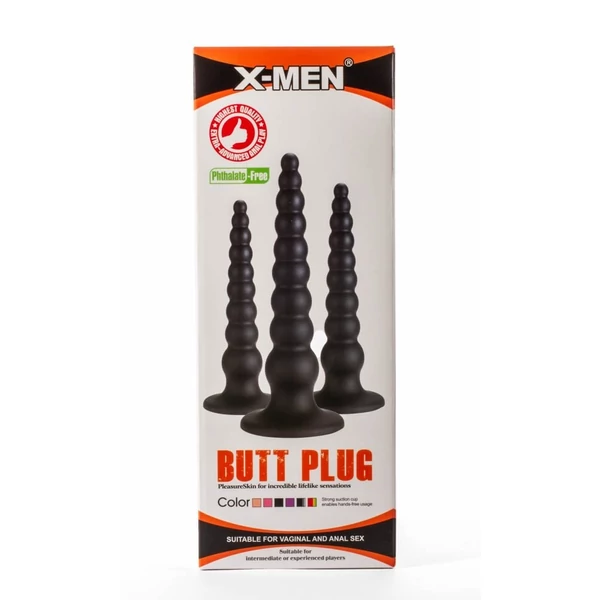 Közepes méretű fekete fenékdugó 9.45 butt plug m X-men 9.45