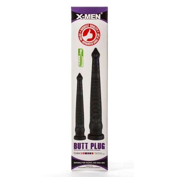 Hosszű szilikon fekete fenékdugó butt plug silicone black X-men 17.32