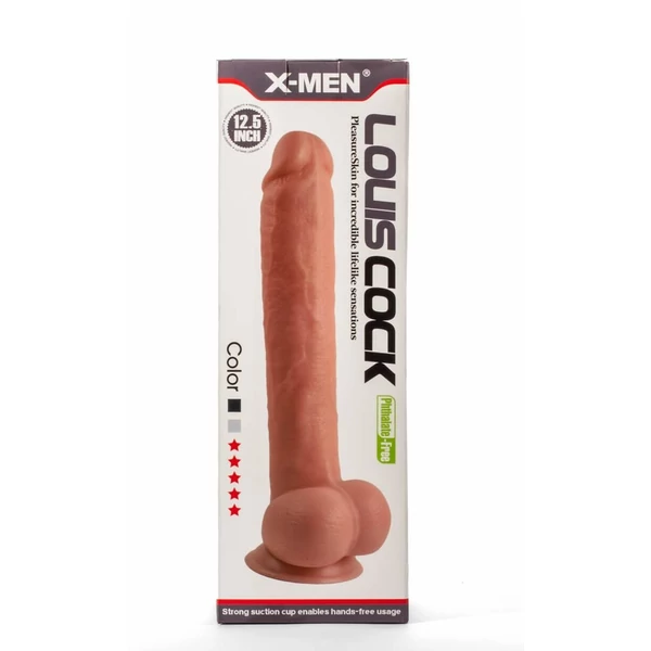 Tapadótalpas valósághű dildó 32 cm-es cock black X-men louis 12.5