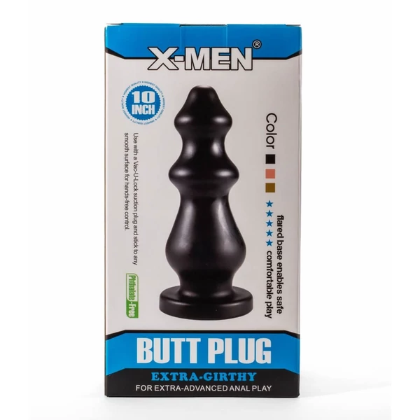 Nagy méretű anál dildó X-men extra girthy fekete plug 25,4 cm