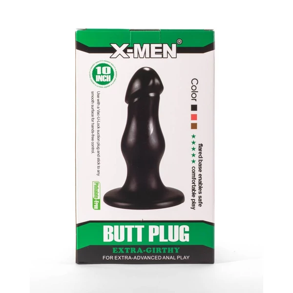 Nagy méretű talpas anál dildó fekete Extra girthy butt plug ii X-men 8.66