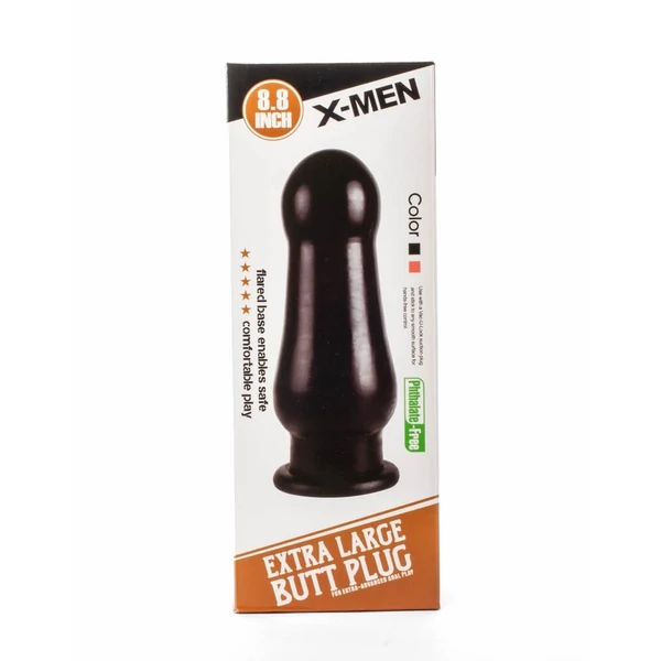 Vaskos talpas fenékdugó fekete extra large butt plug  X-men 8.8