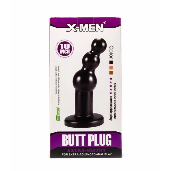 Nagy méretű fenékdugó golyós X-men 10.63" extra girthy butt plug black 27 cm