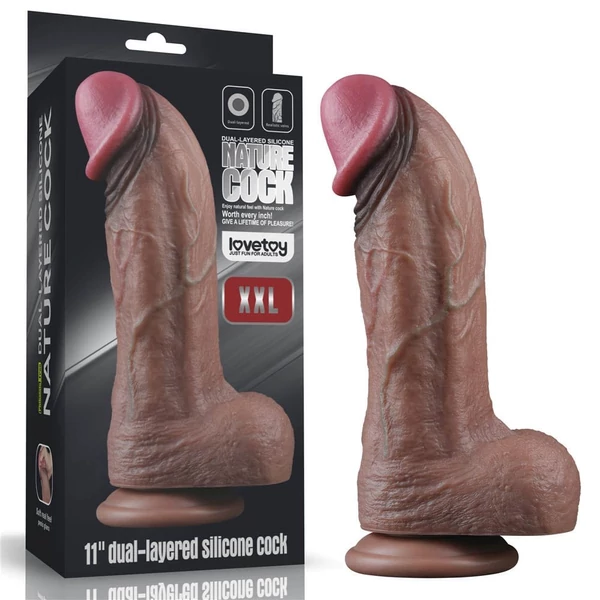 Valósághű nagy dildó 11'' dual layered silicone cock xxl 28 cm
