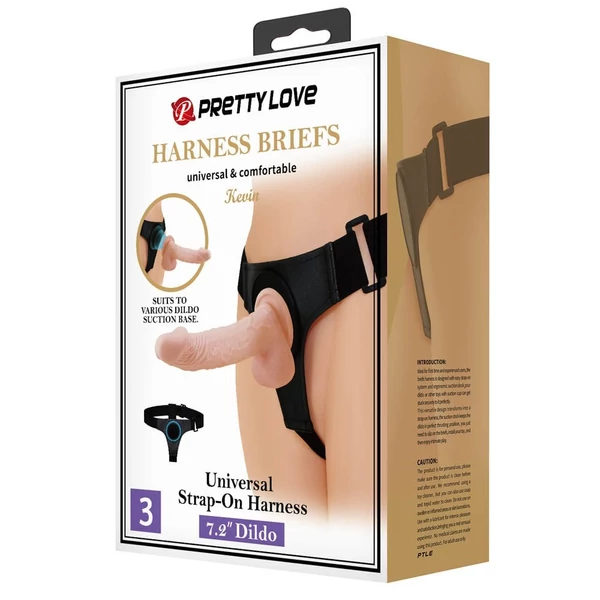 Felköthető tapadótalpas dildó 19 cm Pretty love kevin harness briefs