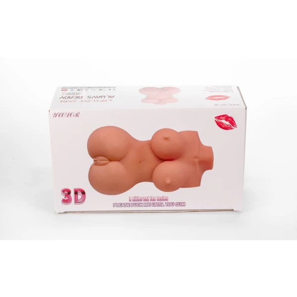 Női test torzó nagy mellekkel, két bejárattal Double hole 3d masturbator iv