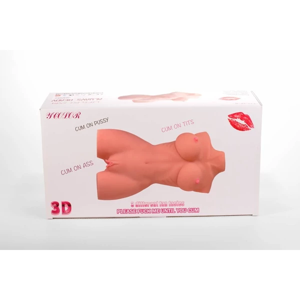 Nagymellű női test torzó Double hole 3d masturbator