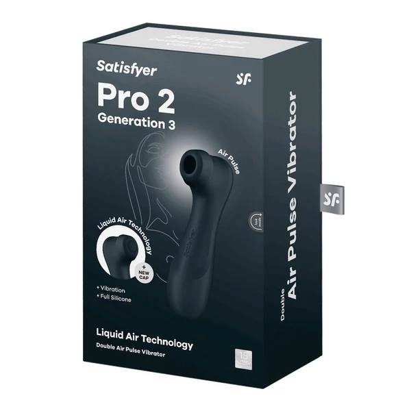 Léghullámos csiklóizgató fekete Satisfyer Pro 2 generation 3 with liquid air