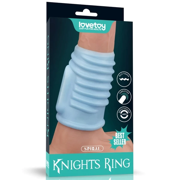 Vibrátoros péniszmandzsetta spirál Vibrating spiral knights ring blue