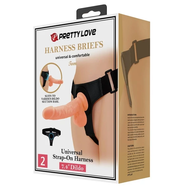 Felköthető dildó Pretty love tom harness briefs 20 cm