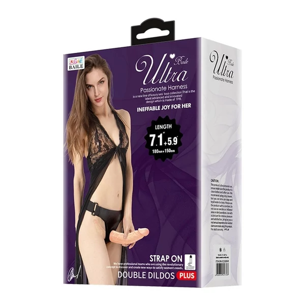 Felcsatolható két péniszes strapon Wearable harness strap on double ended realistic dildo