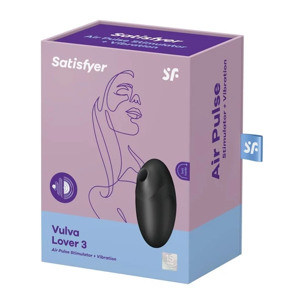 Léghullámos és vibrátoros csendes csiklóizgató Vulva lover 3 black