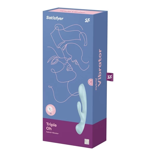 Nyúl vibrátor Triple oh light blue 24 cm