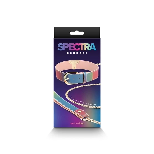 Kötözéshez nyakörv és póráz, Spectra bondage rainbow collar & leash