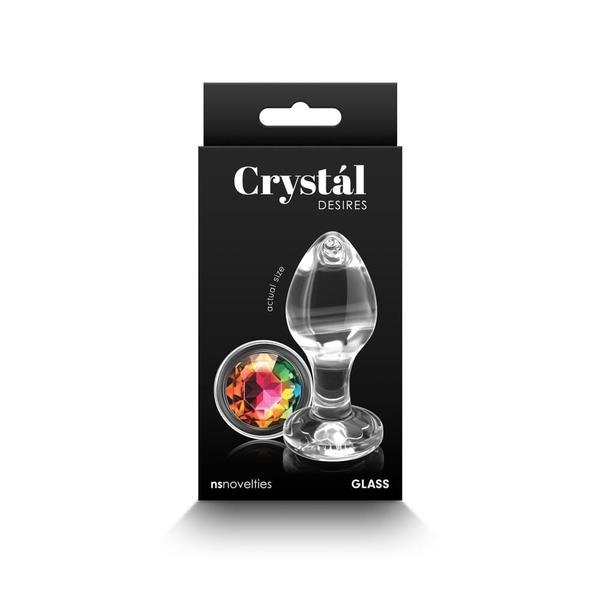 Fenékdugó M méretben szivárvány kővel Crystal desires rainbow gem - medium