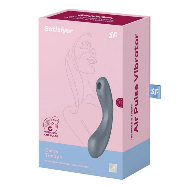 Három izgatású vibrátor Curvy trinity 1 kékesszürke 17,5 cm