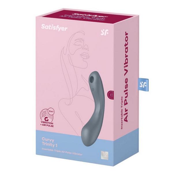 Három izgatású vibrátor Curvy trinity 1 kékesszürke 17,5 cm