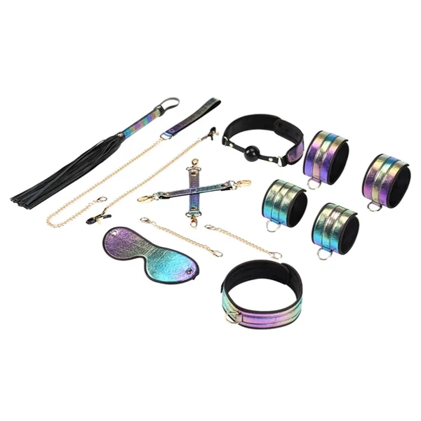 Többszínű Bdsm szett 8 darabos - Vivid Niji glossy multicolor soft bondage kit