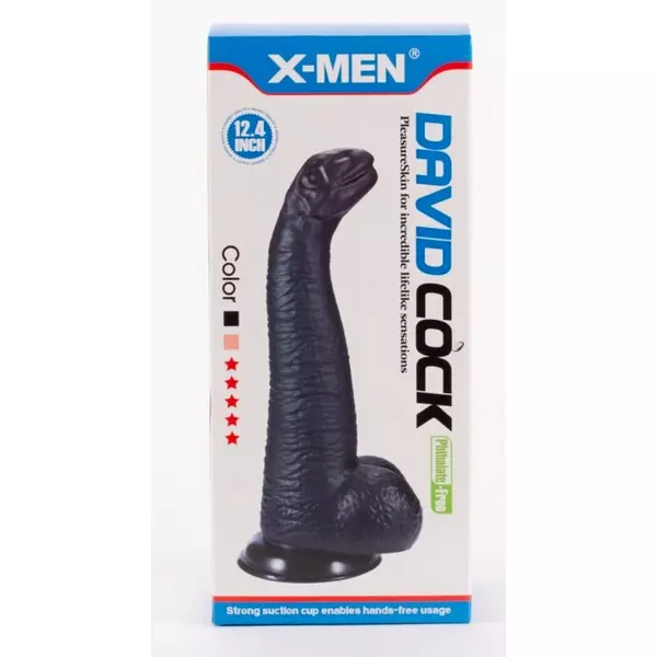 Dínó dildó X-men david's 12.4" cock black i 30 cm