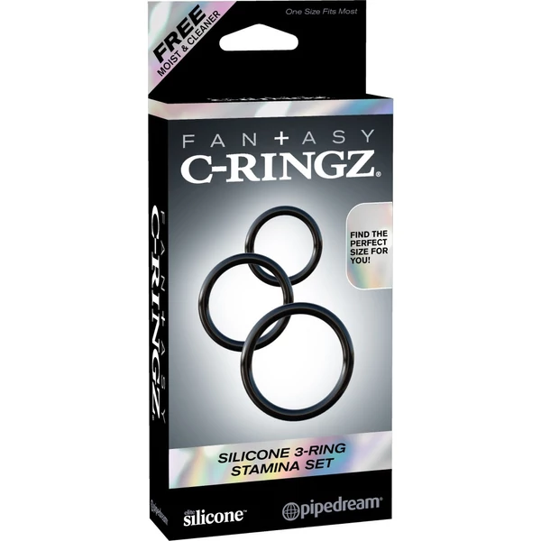 Péniszgyűrű szett Silicone 3-ring stamina set black