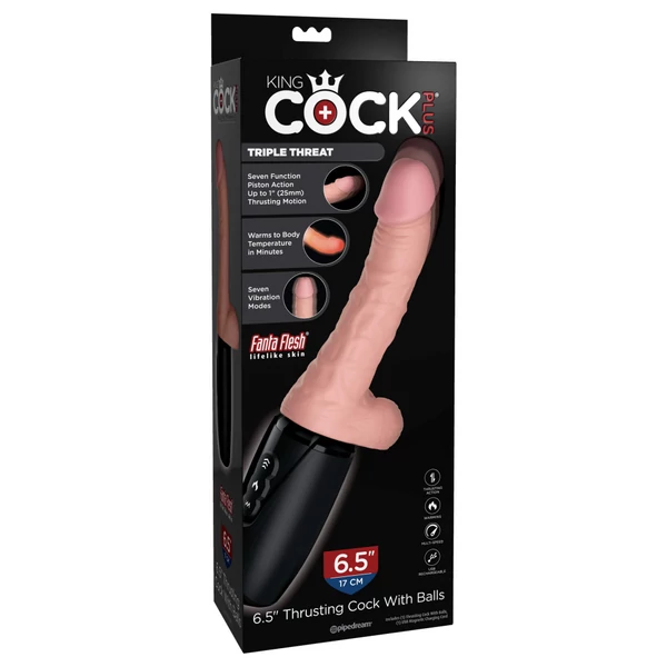 Melegíthető herés lökő vibrátor 17 cm - 6,5" thrusting cock with balls light