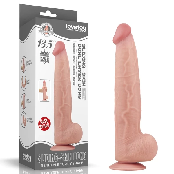 Valósághű kétrétegű dildó 34 cm king sized sliding skin dual layer dong