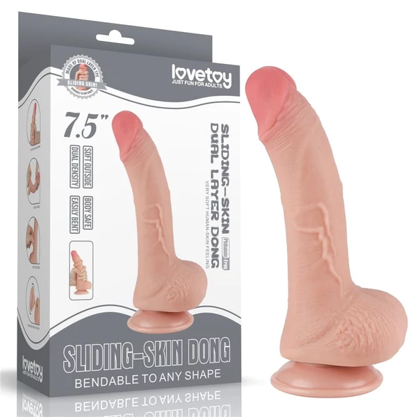 Csúszóbőrös dupla rétegű realisztikus herés dildó 19,5 cm világos - 7.5'' Sliding Skin Dual Layer Dong Flesh I