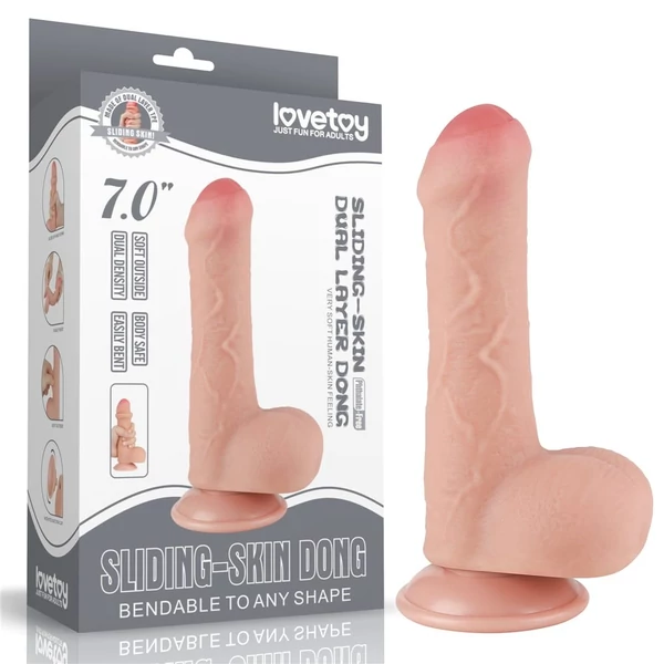 Ultrarealisztikus előbőrös dildó 18 cm sliding skin dual layer dong flesh 7"