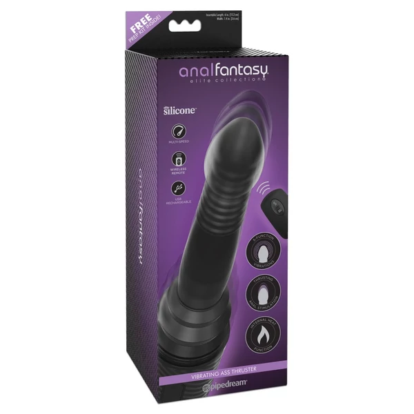 Távirányítós lökő anál vibrátor melegítő funkcióval Vibrating ass thruster black