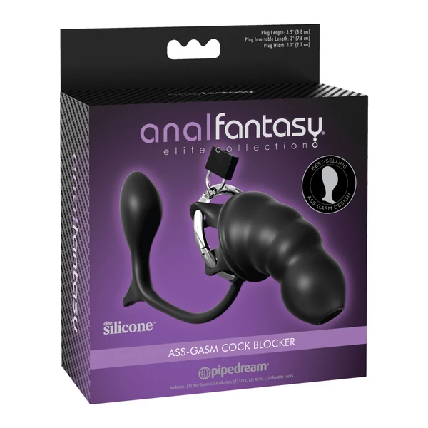 Péniszketrec análpluggal Ass-gasm cock blocker black